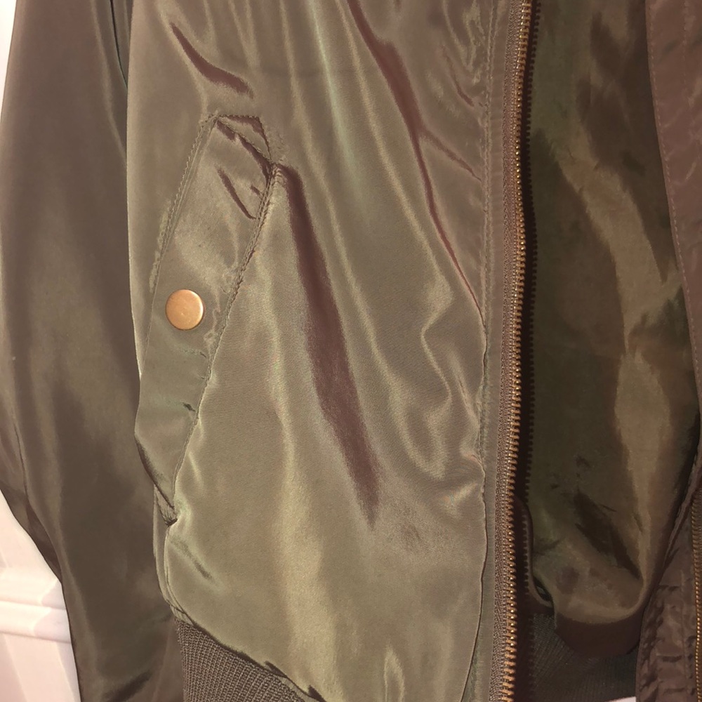 Aqua Basic Olive Green Bomber Jacket - image 2
